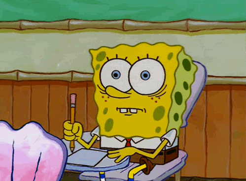 SpongeBob struggles to write an essay