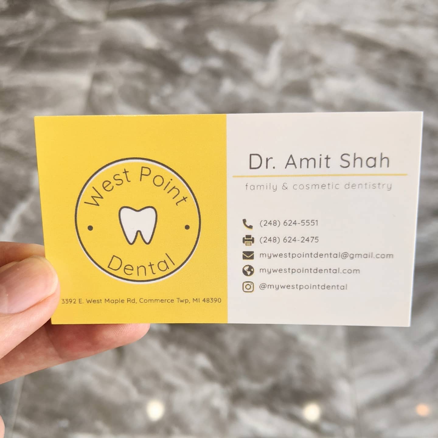 The West Point Dental business card